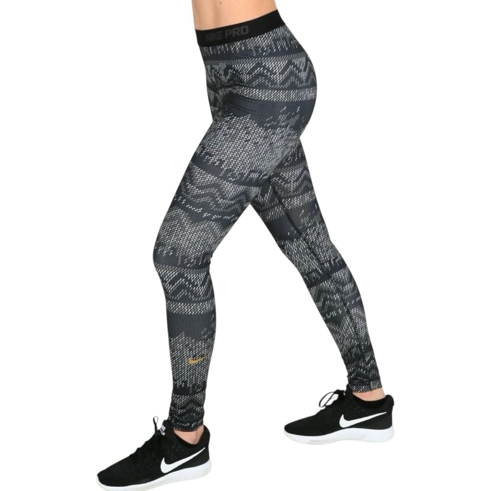 Nike Pro Compression Pants Women M Digital Camo Running Tights Gym Black White